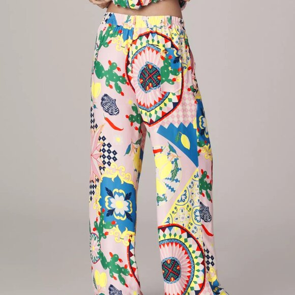 Size M NWT Anthropologie Maeve Straight-Leg Pull-On Silk Like Pants - Picture 3 of 4